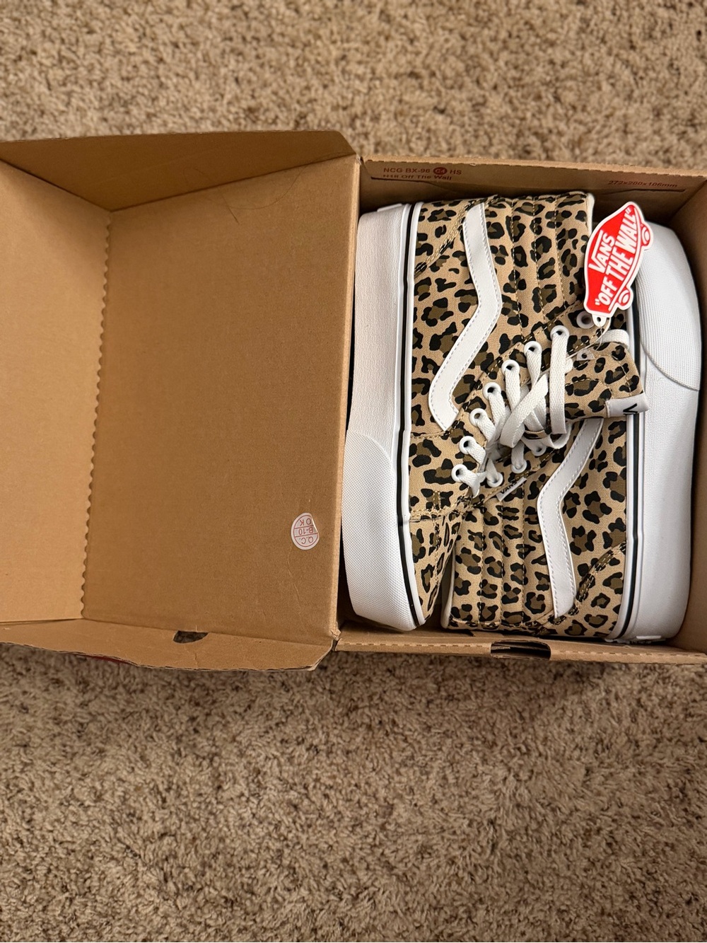 Vans High-Top Sneakers in Leopard Print — White Accent - Picture 7 of 8